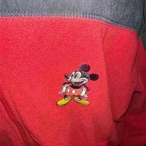 Disney Mickey Mouse Adult Fleece Jacket Size XL Red and Black Zip Up - Picture 3 of 11